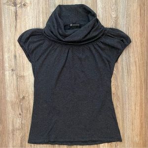 Dark Grey INC Cap-Sleeved Cowl Neck Sweater